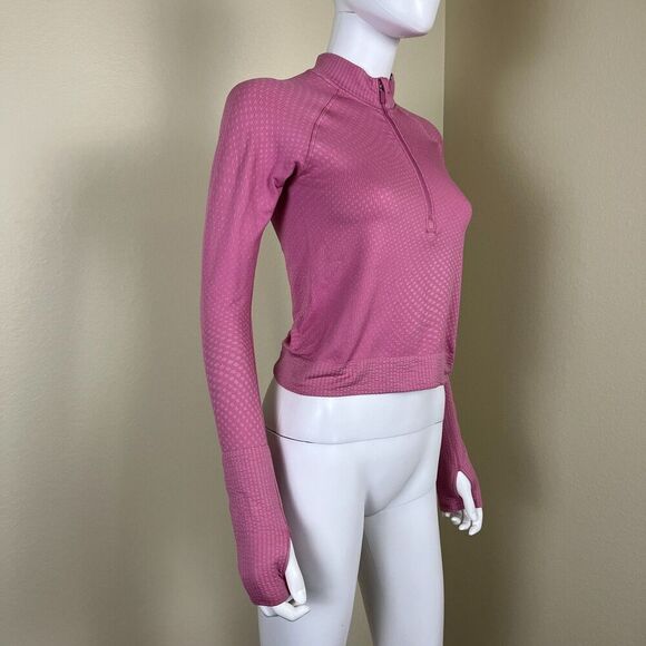 Lululemon Womens Size S Rest Less Cropped Half-Zip Grid Warp Pink Blossom Sugar - Picture 13 of 15